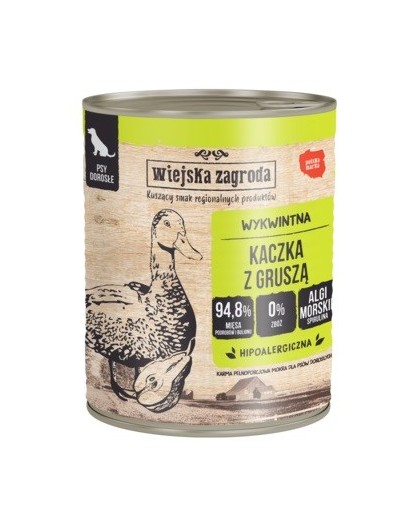 WIEJSKA ZAGRODA Duck with pear - wet dog food - 800g