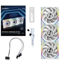 Lian Li UNI FAN SL Wireless LCD Fan, ARGB, PWM, 3-Pack incl. Controller - 120 mm, white