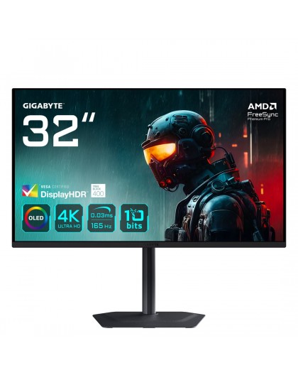 GIGABYTE MO32U 31.5" OLED 4K UHD Gaming Monitor - 3840 x 2160, 165Hz, 0.03ms, 250 cd/m², Display HDR True Black 400, HDMI 2.1, D