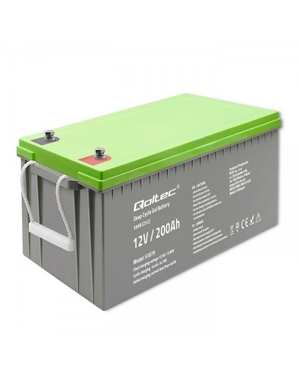 Qoltec 53079 Deep Cycle Gel battery | 12V | 200Ah | 62.5kg