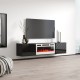RTV LUXE cabinet 182.6x34.5x37.5 black/black gloss + white fireplace