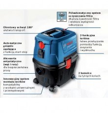 BOSCH VACUUM CLEANER 1100W 15L GAS 15 PS AUTOMATIC POWER SOCKET