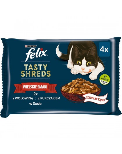 FELIX Tasty Shreds with beef and chicken - 4x 80g