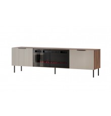 ALMERA TV cabinet 180.5x42x52.5 walnut/cashmere + black fireplace