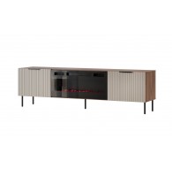 ALMERA TV cabinet 180.5x42x52.5 walnut/cashmere + black fireplace