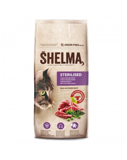 SHELMA Sterilised Beef - dry cat food - 8kg
