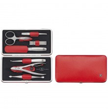 Zwilling Twinox Travel Set – Red Leather Case, 7 Pieces - Red