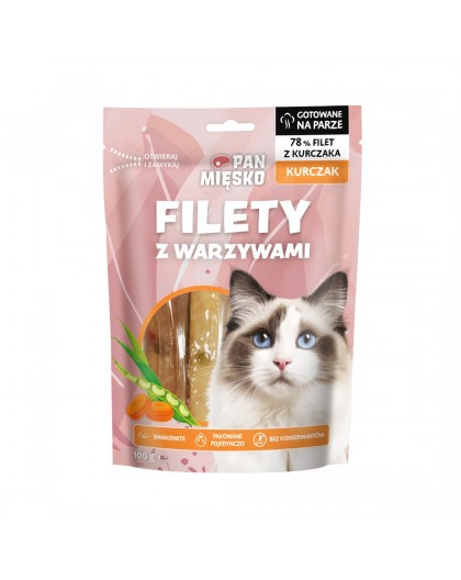PAN MIĘSKO Fillets Chicken with vegetables - cat treats - 100g