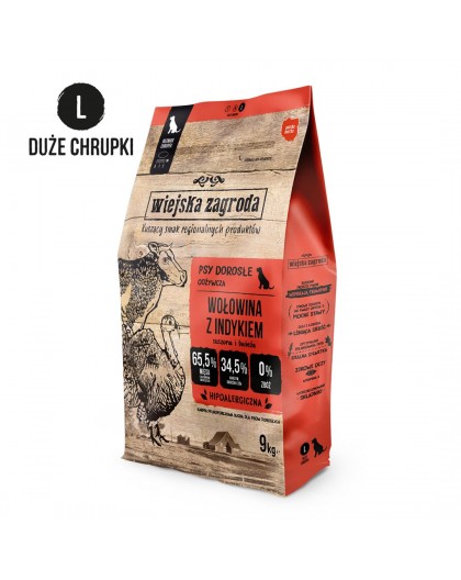 Rural Farm Beef with turkey L - dry dog ​​food - 9kg