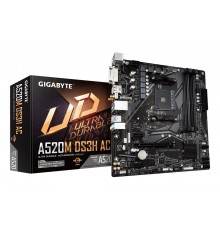 GIGABYTE A520M DS3H AC Motherboard - AMD Ryzen 5000 Series CPUs, 5+3 Phases VRM, up to 4733MHz DDR5 (OC), 1xPCIe 3.0 M.2, GbE LA