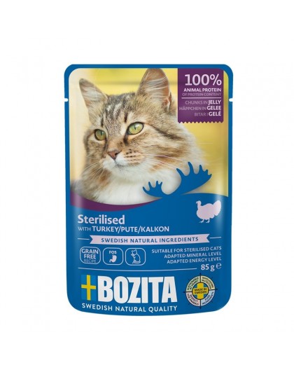 BOZITA sterilised pieces in jelly with turkey - wet cat food - 85g