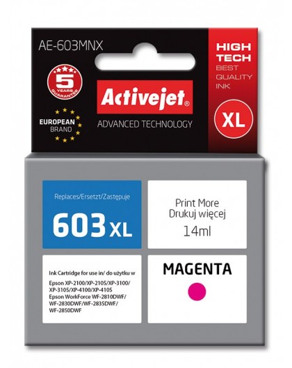 Activejet AE-603MNX ink (replacement for Epson 603XL T03A34 Supreme 14 ml magenta)
