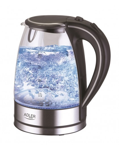 Adler AD 1225 electric kettle 1.7 L Black,Stainless steel,Transparent 2200 W