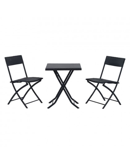 Extralink Small Black Forest Garden Furniture Set, Two Chairs + Black Table outdoor furniture set