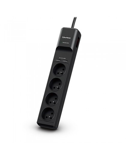 CyberPower Tracer III P0420SUD0-FR surge protector Black 4 AC outlet(s) 200 - 250 V 1.8 m