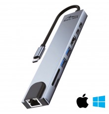 MEDIA-TECH USB HUB 8 IN 1 GIGA LAN HUB MT5046