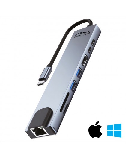 MEDIA-TECH USB HUB 8 IN 1 GIGA LAN HUB MT5046