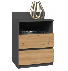 Topeshop M1 ANTRACYT/ARTISAN nightstand/bedside table 2 drawer(s) Oak
