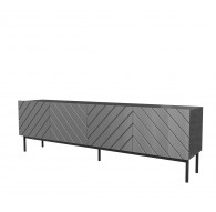 ABETO RTV cabinet on black steel frame 200x42x60 graphite/glossy graphite