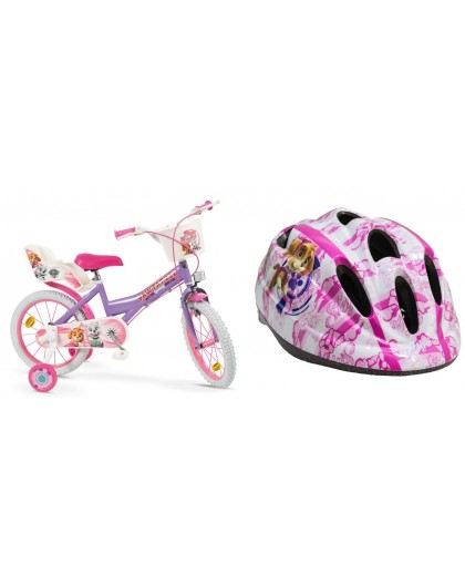 16" Paw Patrol Purple 1680 Girl children's bicycle + Paw Patrol pink children's helmet TOIMSA 10896