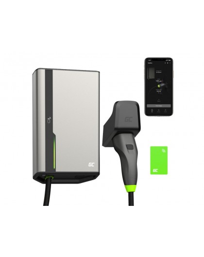 Green Cell GC EVGC021B2275 - Wallbox, 3,6 - 22 KW, 7,5 m, NFC Grey Aluminium Wall Built-in display LED