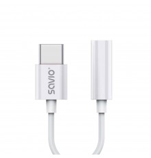 USB Type 3.1 C (M) – Jack 3.5mm (F) Audio adapter White SAVIO AK-51