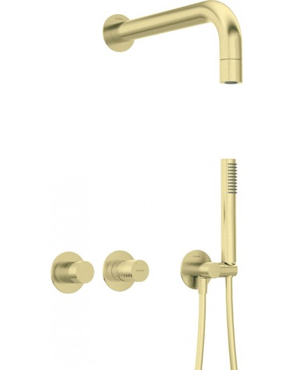 Concealed shower set with horizontal faucet