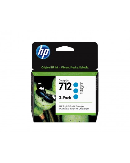 HP 712 3-pack 29-ml Cyan DesignJet Ink Cartridge