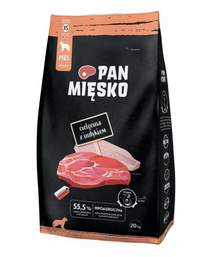 PAN MIĘSKO Veal with turkey XS - dry dog food - 20kg