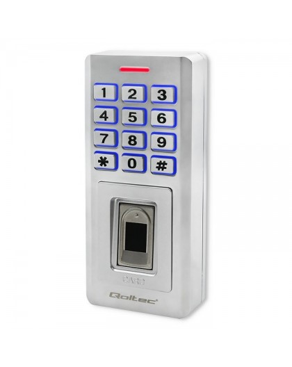 Qoltec 52447 Code lock OBERON with fingerprint reader | RFID | Code | Card | key fob | Doorbell | IP68 | EM