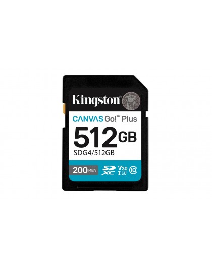 Kingston Technology Canvas Go! Plus 512GB SDXC Canvas Go Plus Gen4 200MB/s C10 UHS-I U3 V30