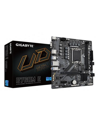 GIGABYTE B760M E Motherboard - Supports 14th Gen. Intel Core CPUs, 6+1+1 phases VRM, up to 7200MHz DDR5 (OC), 2xPCIe 4.0 M.2, 1 