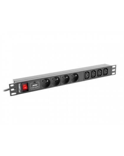 Lanberg Power strip Rack PDU (1u,10a,8x 230v,2m) pdu-04e04i-0200-iec-bk