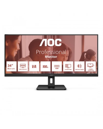 AOC U34E2M computer monitor 86.4 cm (34") 3440 x 1440 pixels Wide Quad HD Black