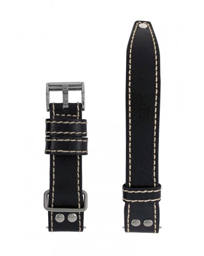 Leather strap Zeppelin Eurofighter, black 22 mm