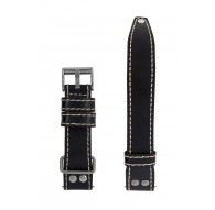 Leather strap Zeppelin Eurofighter, black 22 mm