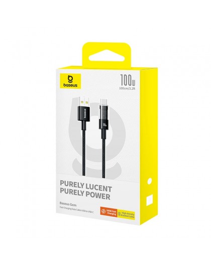 Baseus Gem USB A to USB C fast charging cable 1 m 100 W Black