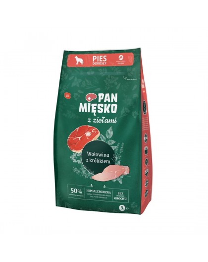 PAN MIĘSKO with Herbs Beef with Rabbit M - dry dog food - 3kg