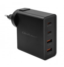 Qoltec GaN POWER PRO Charger | 2xUSB-C | 2xUSB | 130W | 5-20V | 1.5-5A | XP | Black