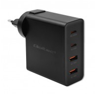 Qoltec GaN POWER PRO Charger | 2xUSB-C | 2xUSB | 130W | 5-20V | 1.5-5A | XP | Black