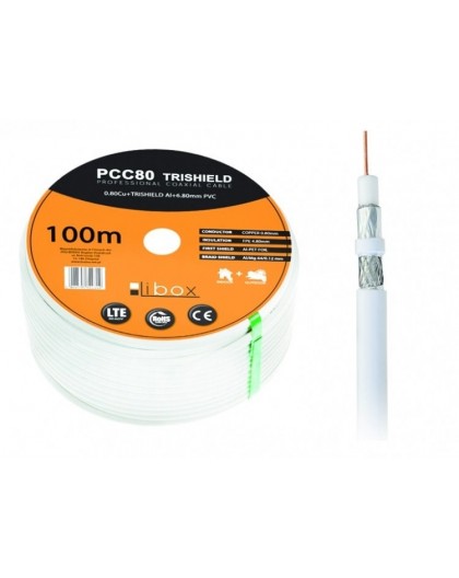 Libox Kabel koncentryczny PCC80 100m coaxial cable RG-6/U White