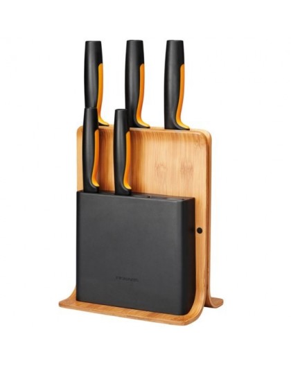Fiskars 1057552 knife block Slot knife block Bamboo, Plastic, Stainless steel Wood