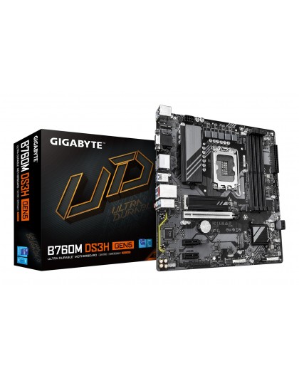 GIGABYTE B760M DS3H GEN5 Motherboard - Supports Intel Core 14th Gen CPUs, 6+2+1 Phases Digital VRM, up to 5600MHz DDR5, 2xPCIe 4