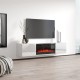 RTV LUXE cabinet 182.6x34.5x37.5 white/gloss white + black fireplace