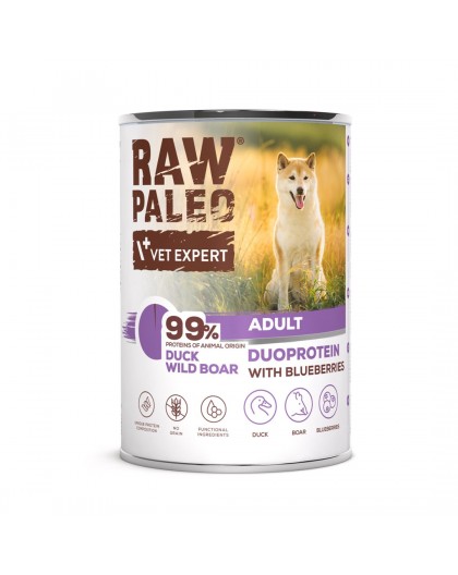 RAW PALEO Duoprotein Duck & Boar Adult - wet dog food - 400g