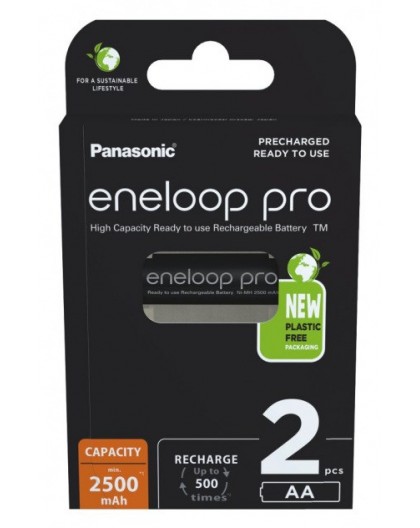 Rechargeable batteries PANASONIC ENELOOP PRO AA 2500 mAh 2 szt (BK-3HCDE/2CP)