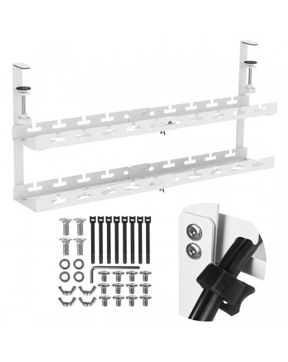 Maclean under-desk cable organizer, max. load 5kg, max. 728mm, 2 levels, white, MC-102 W