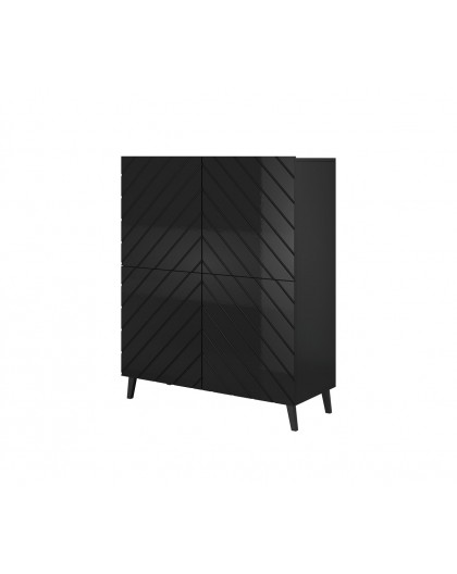 Shelving unit ABETO 100.5 x 40 x 121.5 cm black/gloss black