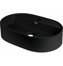 Granite countertop washbasin with a faucet island - oval