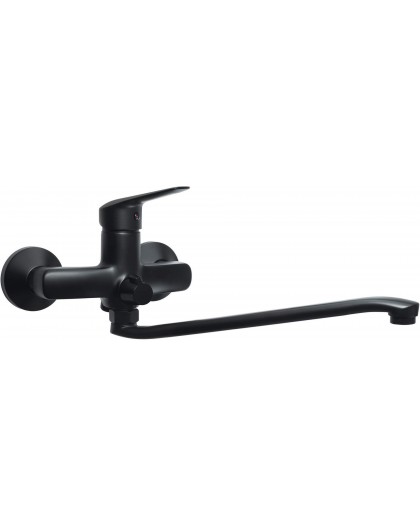 Wall-mounted washbasin mixer with extended spout - hose connection